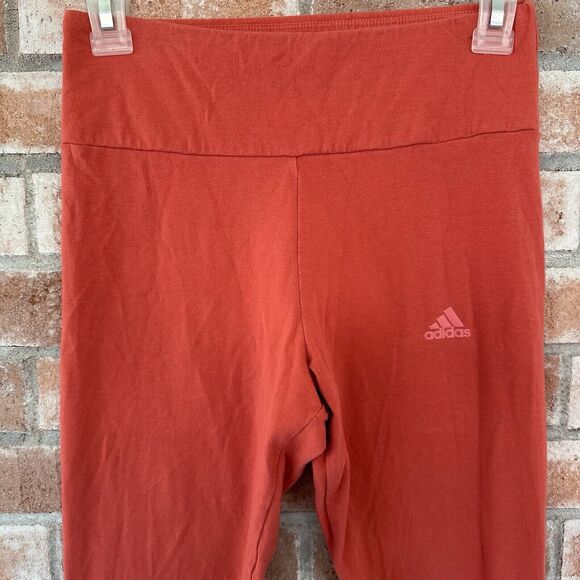 Adidas Essentials Linear Logo Tights Leggings Deep Salmon Red Small - Picture 3 of 8